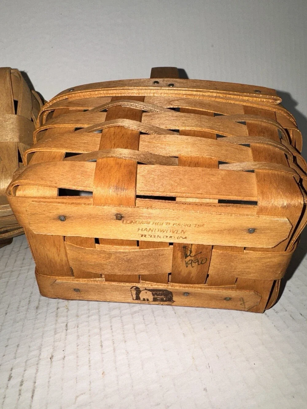Vintage Longaberger Basket Lot of 3 Signed 1985 Handwoven Dresden Ohio USA
